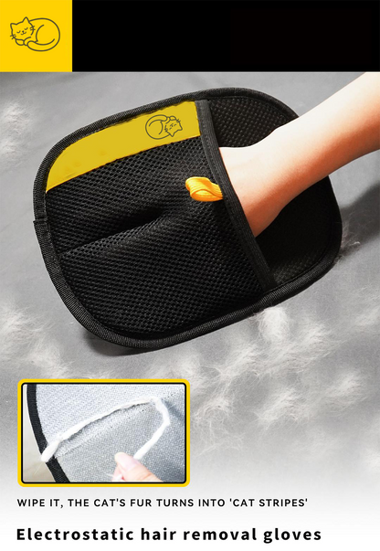 Anti-Static Gloves for Removing Pet Hair: Anti-static, double-sided lint-removing gloves, designed for cat and dog hair, ideal for grooming, hair removal, and cleaning