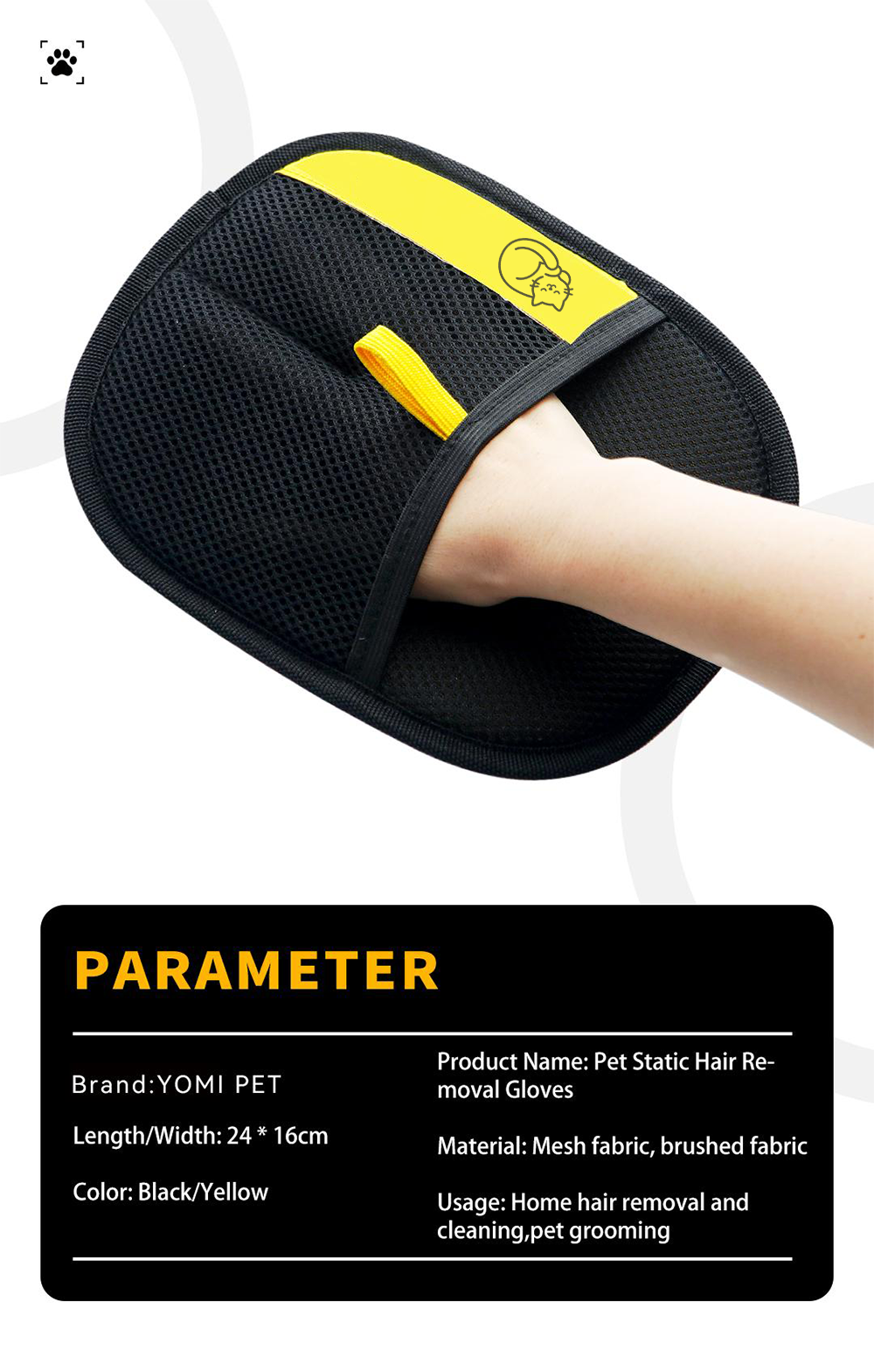 Anti-Static Gloves for Removing Pet Hair: Anti-static, double-sided lint-removing gloves, designed for cat and dog hair, ideal for grooming, hair removal, and cleaning