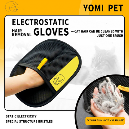 Anti-Static Gloves for Removing Pet Hair: Anti-static, double-sided lint-removing gloves, designed for cat and dog hair, ideal for grooming, hair removal, and cleaning