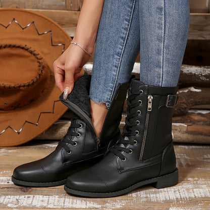 🔥Last Day 80% OFF - Women's Zipper Leather Boots - Wide Fit, Cushioned Sole Pain Relief Riding