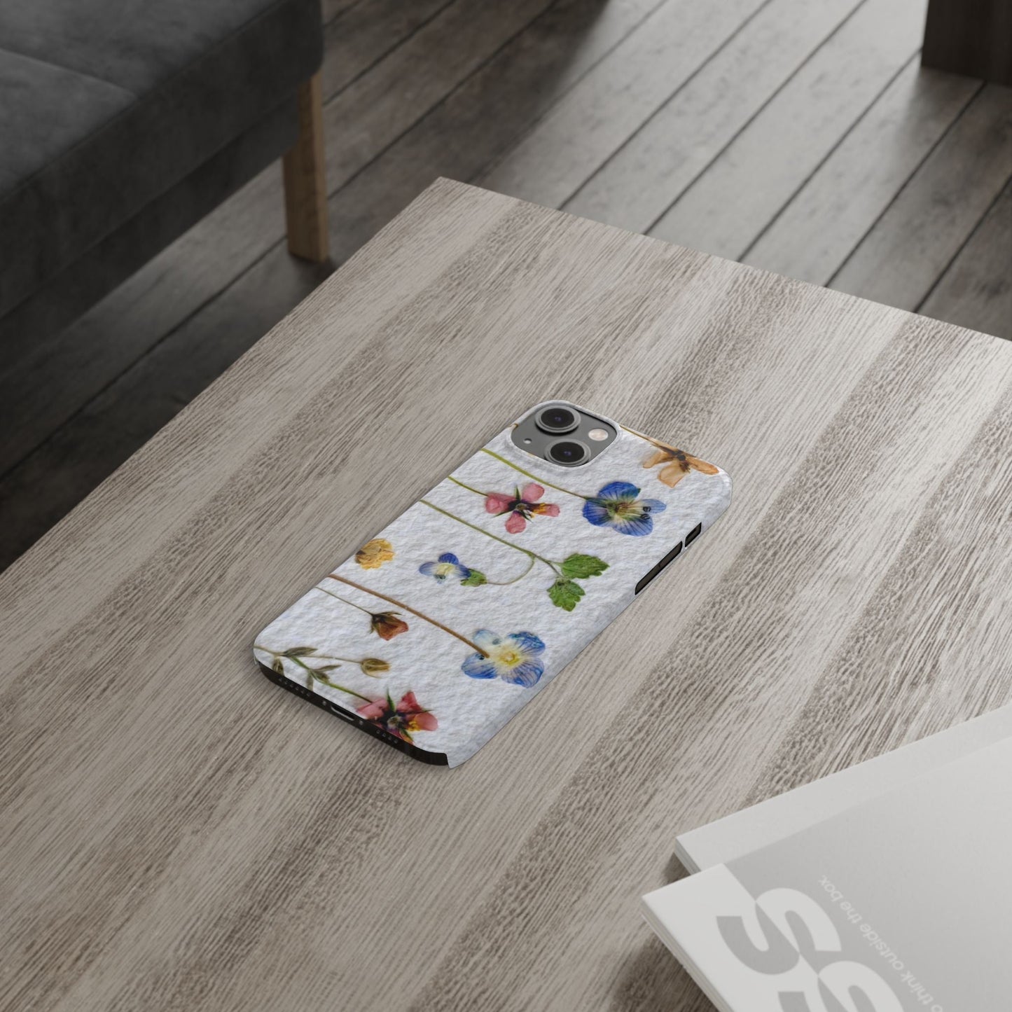 Dried Wild Pink and Purple Flower Image on Paper, Floral Slim Phone Cases, Case-Mate IPHONE16 and all sizes