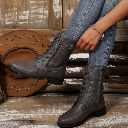 🔥Last Day 80% OFF - Women's Zipper Leather Boots - Wide Fit, Cushioned Sole Pain Relief Riding