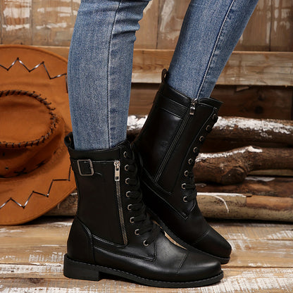 🔥Last Day 80% OFF - Women's Zipper Leather Boots - Wide Fit, Cushioned Sole Pain Relief Riding
