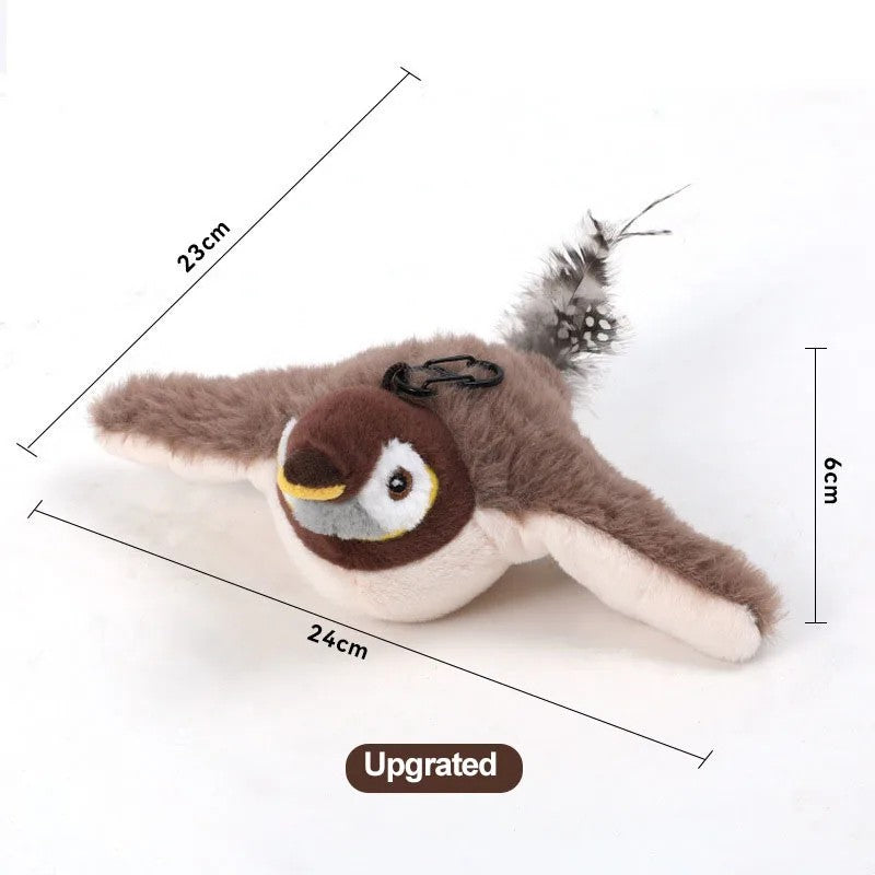 Interactive Cat Toys Rechargeable Flying Bird Cat Toy Chirping Flapping Bird (Can Add Catnip)