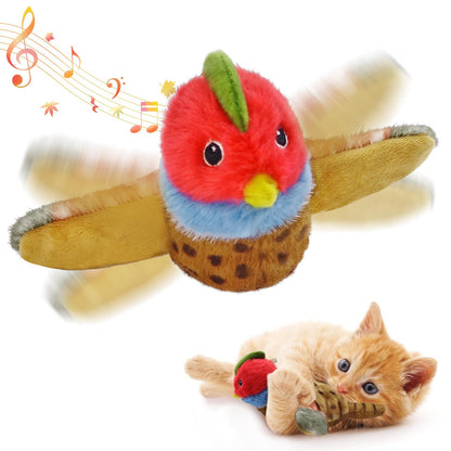 Interactive Cat Toys Rechargeable Flying Bird Cat Toy Chirping Flapping Bird (Can Add Catnip)